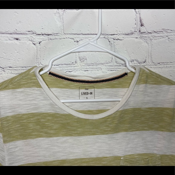 Gap Green/White Striped Short Sleeve T-Shirt w/Pocket - Picture 5 of 7